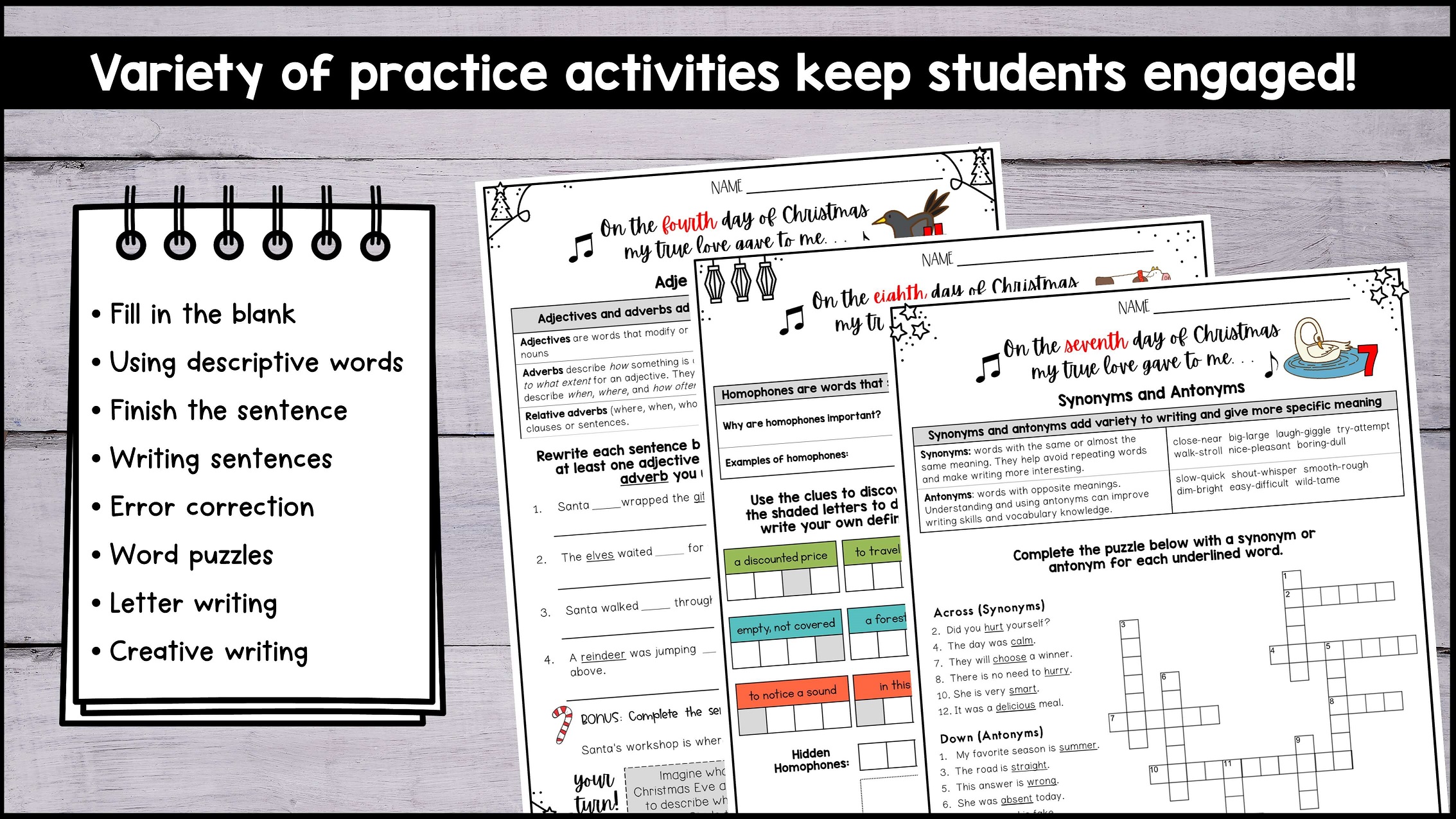 examples of mini grammar lesson with practice activities 