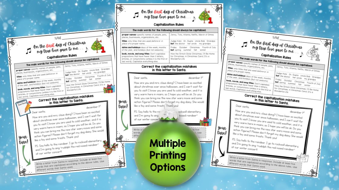 More examples from 12 Days of Christmas Grammar min lessons