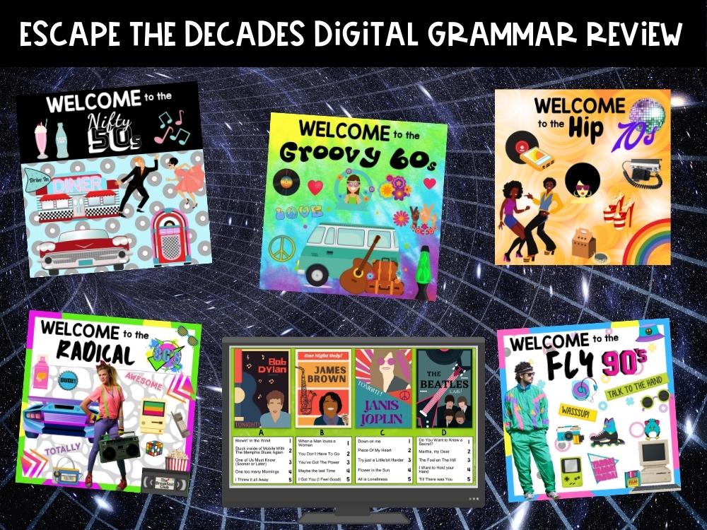 Escape the decades grammar review digital adventure