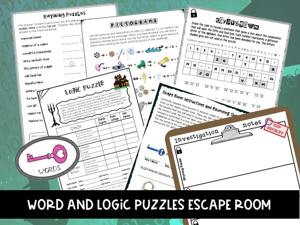 Word and Logic Puzzles Escape Room Game