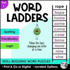 Word Ladders VOL 1 - Puzzles for Vocabulary and Spelling - Fun Friday Activities