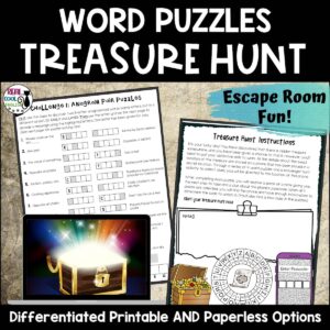 Word Puzzles Treasure Hunt Escape Room Game for Team Building - Differentiated