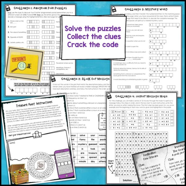 Word Puzzles Treasure Hunt Escape Room Game for Team Building ...