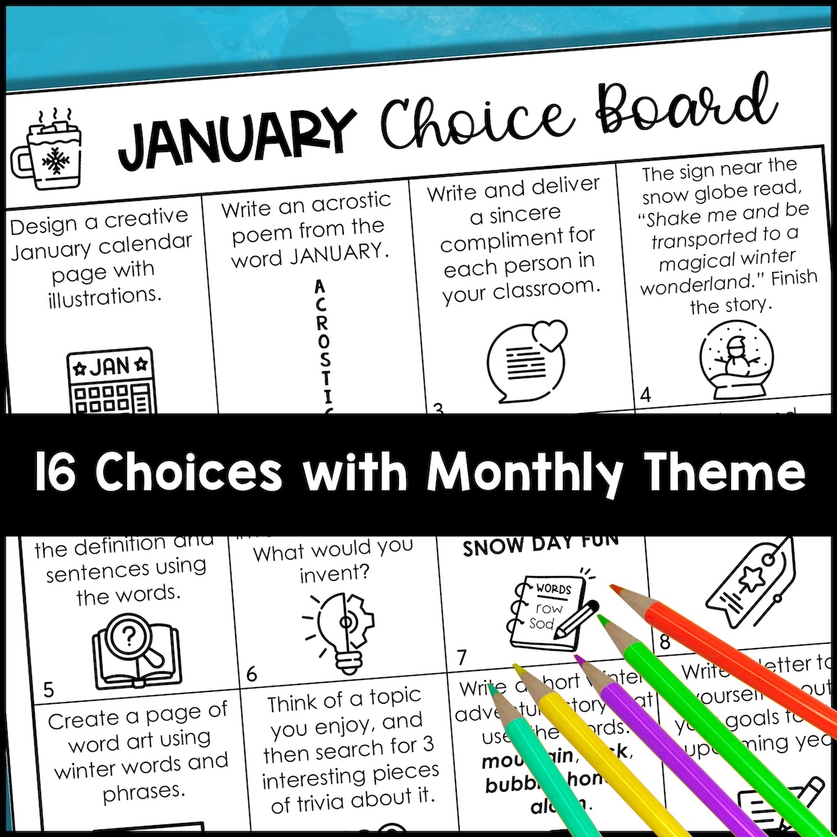 Year-Long Choice Boards - 10 Months Early Finishers Activities Middle School - Image 2