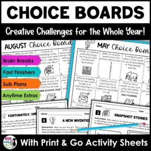 Year-Long Choice Boards - 10 Months Early Finishers Activities Middle School