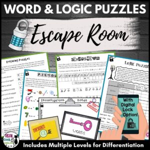 Word and Logic Puzzles Team Building Escape Room Activity - Digital Lock Option