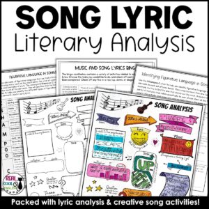 Song Lyric Analysis Worksheets for Figurative Language in Songs - Poetic Devices